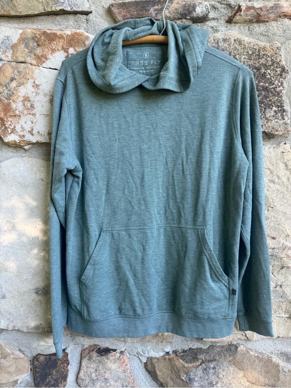 Free Fly Apparel Men's Heathered Sage Blue Green Pullover Hoodie Small Gorpcore